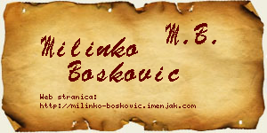 Milinko Bošković vizit kartica